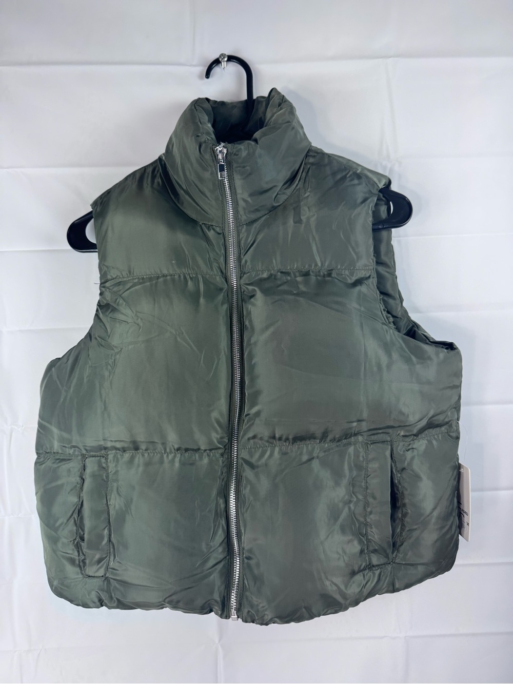 Faded Rose Women's Small Olive Green Sherpa Lined Puffer Vest